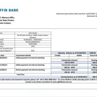 Malaysia Affin Bank statement download template file