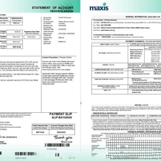 Malaysia Maxis bank statement 5 pages download template file