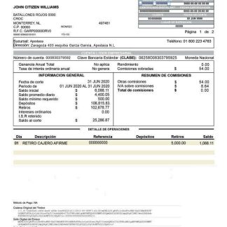 Mexico Afirme bank account st PSD download template file