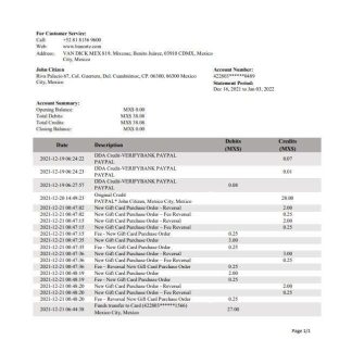 Mexico Banorte bank statement download template file