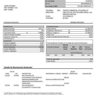 Mexico BBVA download template file