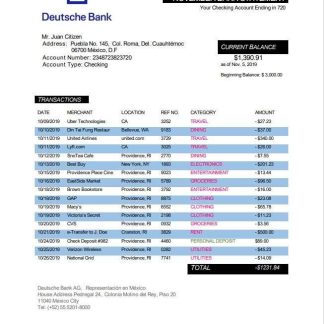 Mexico Deutsche bank statement download template file