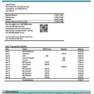 Mexico Inbursa Bank download template file