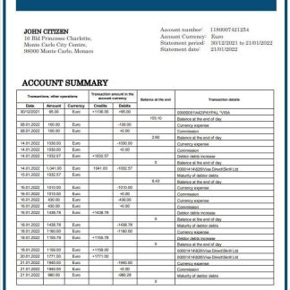 Monaco Barclays Private Bank statement download template file