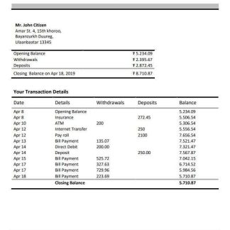Mongolia Arig Bank download template file