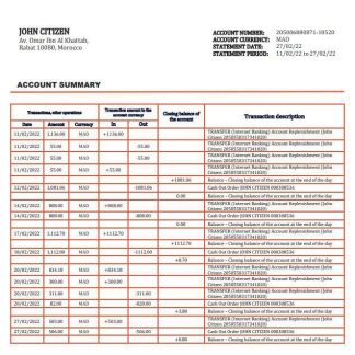 Morocco Attijariwafa bank statement download template file