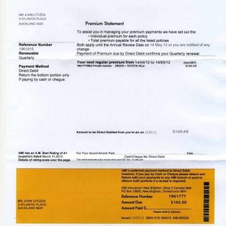 New Zealand AMI proof of address bank statement template download template file