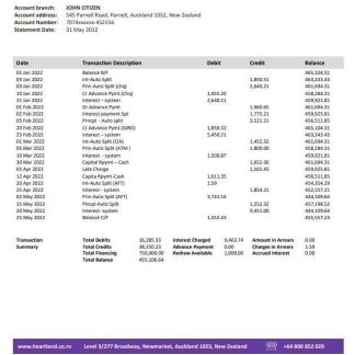 New Zealand Heartland bank statement download template file