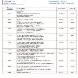 Austria Addiko bank statement template in Word and PDF format download template file