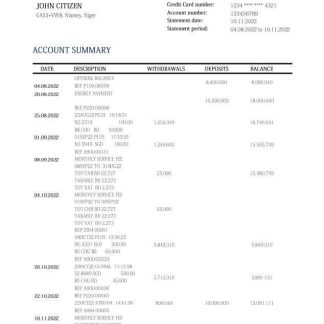 Niger Ecobank bank statement download template file