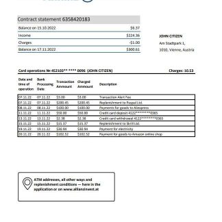 Austria Allianz Investment Bank bank statement download template file