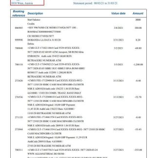 Austria Erste Group bank statement easy to fill template in Excel and PDF format download template file