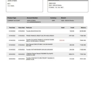 Oman Bank Muscat bank statement download template file