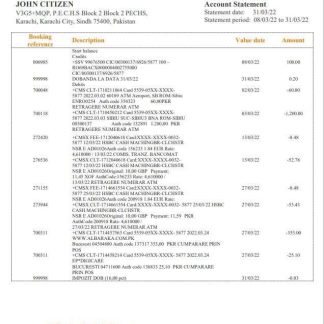 Pakistan Al Baraka bank statement download template file
