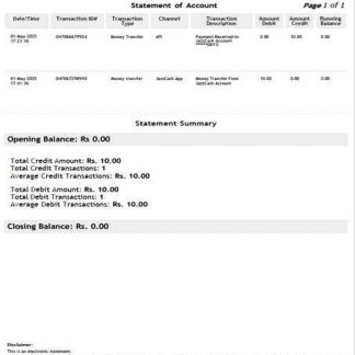 Pakistan Mobilink Microfinance Bank statement of account Word and PDF template download template file
