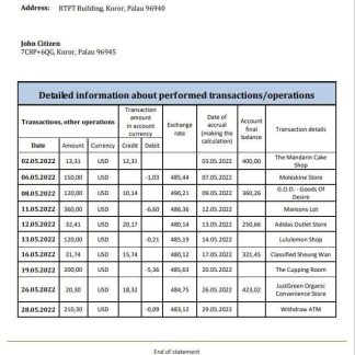 Palau ADB bank statement download template file
