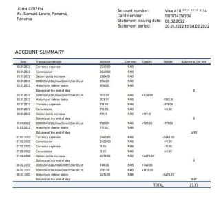 Panama Banistmo bank statement download template file