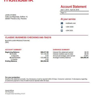 Panama Multibank bank statement download template file