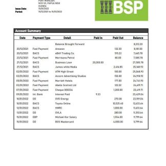 Papua New Guinea BSP bank statement download template file