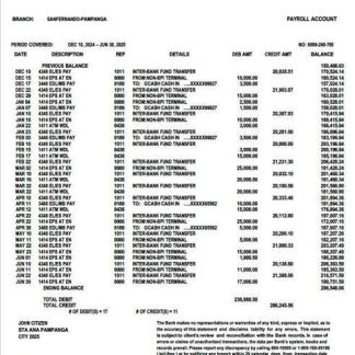 Philippines Bank of the Philippine Islands account statement Word and PDF template download template file