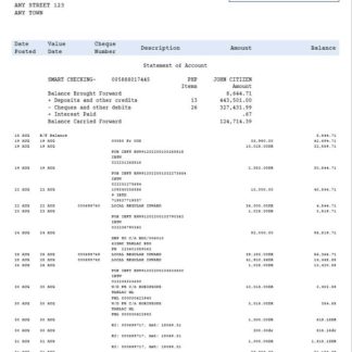 Philippines BDO bank statement Word and PDF, version 2 download template file