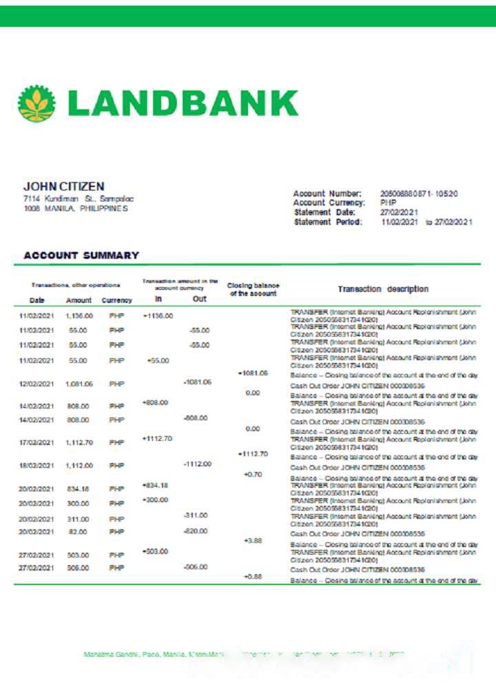 Philippines Land Bank of the Philippines word download template file