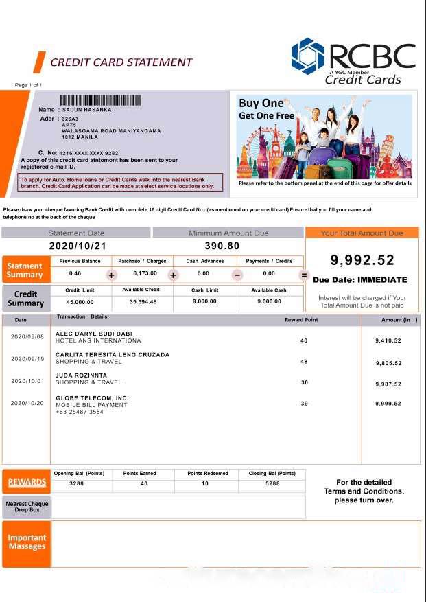 Philippines Rizal Commercial Banking Corporation (RCBC) bank st PSD download template file