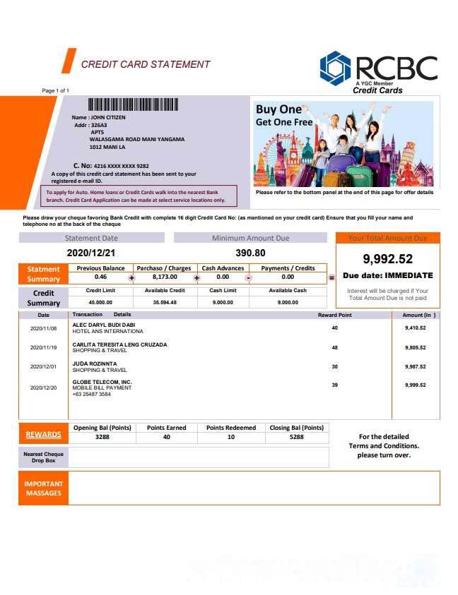 Philippines Rizal Commercial Banking Corporation (RCBC) bank st word download template file