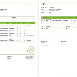 Azerbaijan Rabitabank bank statement Word and PDF template 2 pages download template file