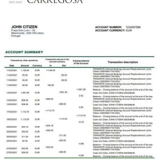 Portugal Banco Carregosa word pdf download template file