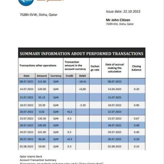 Qatar Qatar Islamic Bank statement download template file