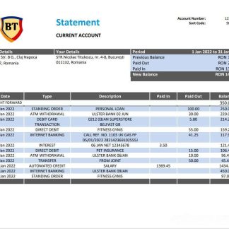 Romania Banca Transilvania bank statement download template file