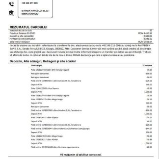 Romania Raiffeisen Bank in Romanian language download template file