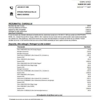Romania Raiffeisen bank statement template in Excel and PDF format (in Romanian language) download template file