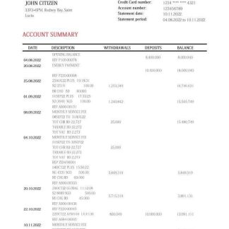 Saint Lucia Scotiabank bank statement download template file