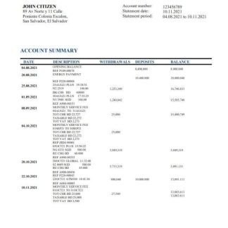 Salvador Banco Azul bank statement download template file