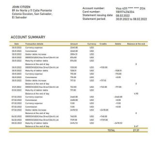 Salvador Banco Central de Reserva de El Salvador bank statement download template file