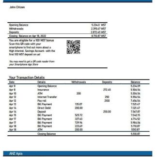 Samoa ANZ bank statement download template file