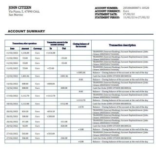 San Marino Banca Agricole Commerciale bank statement download template file