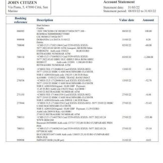 San Marino Banca di San Marino bank statement download template file