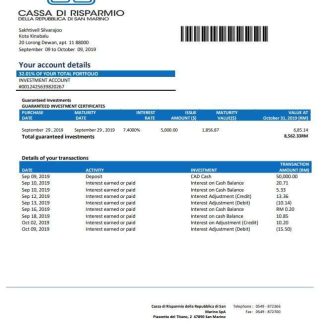 San Marino Cassa di Risparmio bank statement download template file