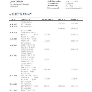 Sierra Leone National Development Bank statement download template file
