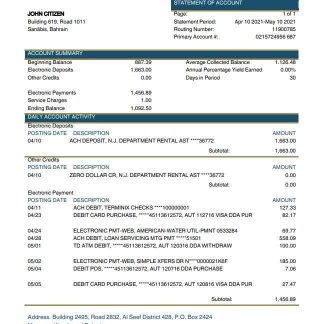 Bahrain Ahli United Bank statement download template file