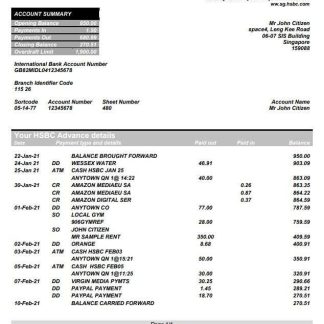 Singapore HSBC word pdf download template file