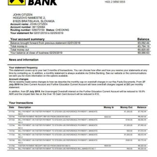 Slovakia Raiffeisen Bank statement download template file