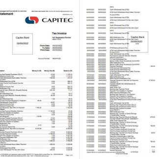 South Africa Capitec bank savings account statement 4 pages download template file