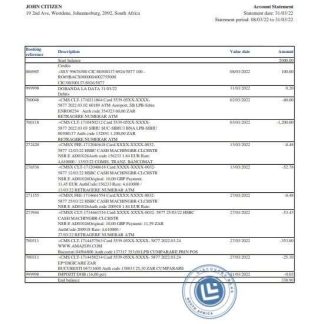 South Africa Discovery bank statement, Excel and PDF template download template file