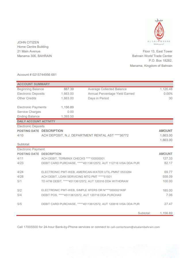 Bahrain Al Salam Bank excel download template file