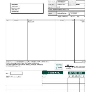 South Africa Nedbank statement Word and PDF template download template file