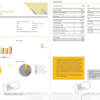 South Africa Tyme Bank account statement Word and PDF template, 2 pages download template file